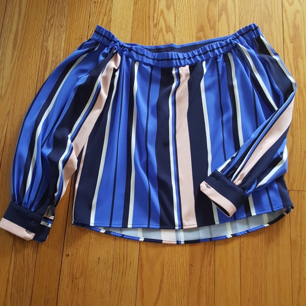 Off the shoulder striped blouse